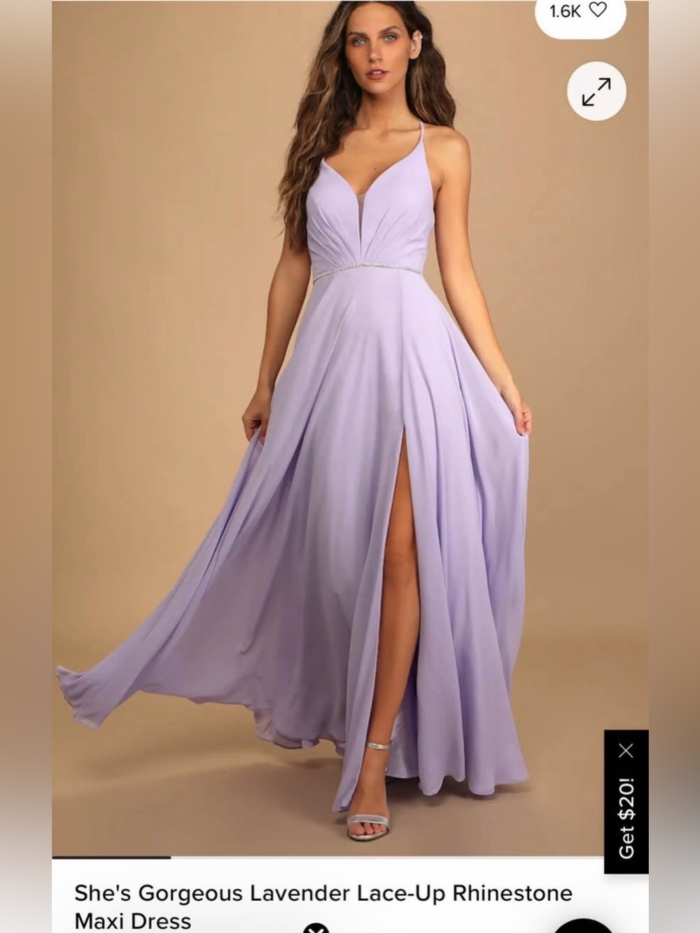 Lulus She's Gorgeous Lavender Lace-Up Rhinestone Maxi Dress